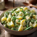 asparagus potato salad creamy with fresh asparagus and herbs