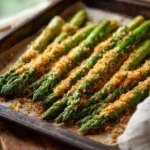 crispy asparagus recipe baked with parmesan and breadcrumbs