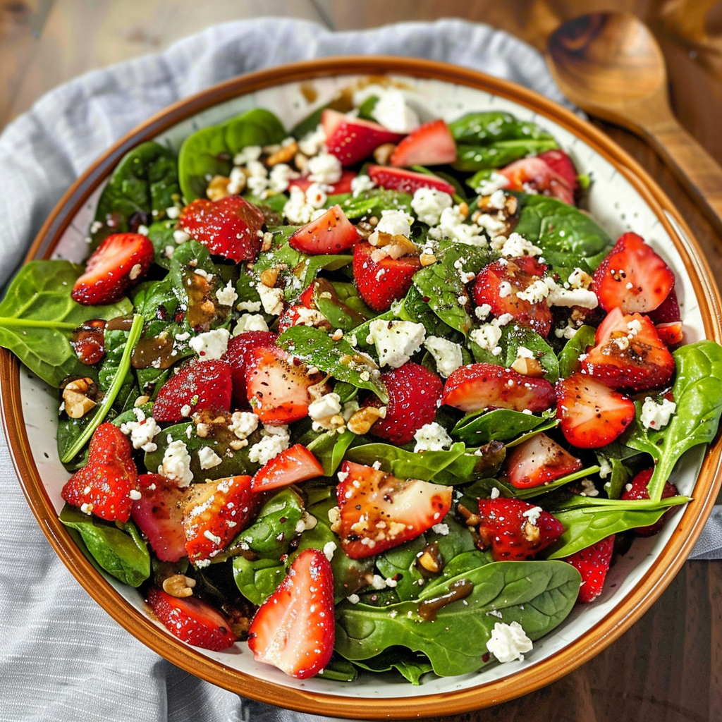 Spinach Strawberry Salad with Feta Recipe: 15-Minute Effortless & Perfectly Refreshing
